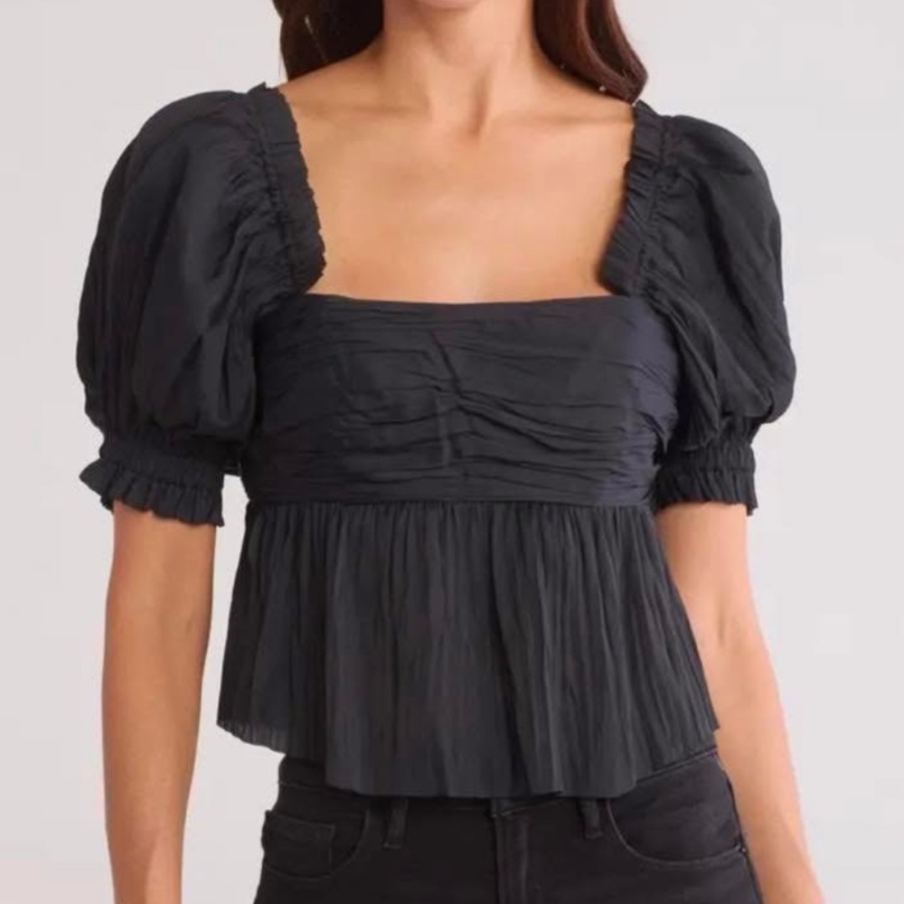 FRAME square neck puff sleeve top